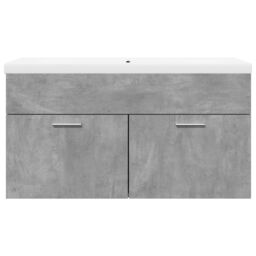 Berkfield Home Bathroom Sink Cabinet with Built-in Basin Concrete Grey - thumbnail 4