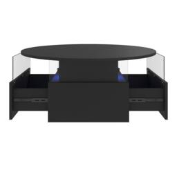 KEEPREAPER Modern Round Coffee Table With Storage & LED in Black - thumbnail 5