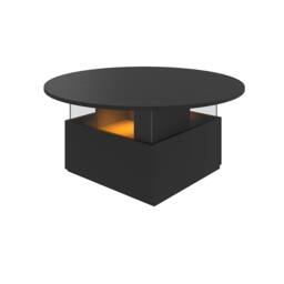KEEPREAPER Modern Round Coffee Table With Storage & LED in Black - thumbnail 3