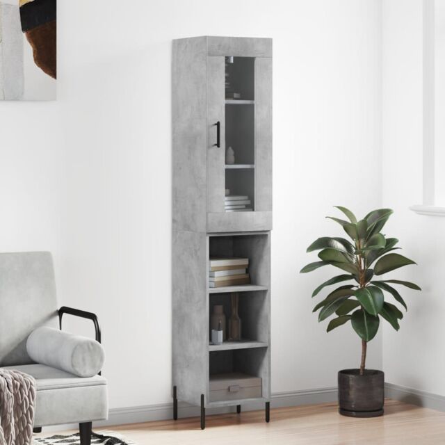 Berkfield Home Highboard Concrete Grey 34.5x34x180 cm Engineered Wood - image 1