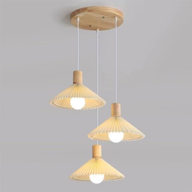 COMELY Pastoral Style Chandelier, French Fabric Shade Chandelier 3-Light - image 1