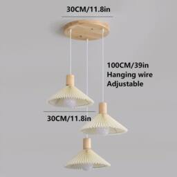 COMELY Pastoral Style Chandelier, French Fabric Shade Chandelier 3-Light - thumbnail 4