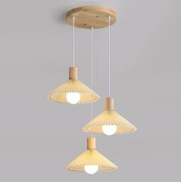 COMELY Pastoral Style Chandelier, French Fabric Shade Chandelier 3-Light