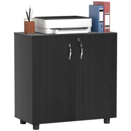 VINSETTO 2-Tier Locking Office Storage Cabinet File Organisation w/ Handles Keys in Black - thumbnail 2