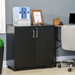 VINSETTO 2-Tier Locking Office Storage Cabinet File Organisation w/ Handles Keys in Black
