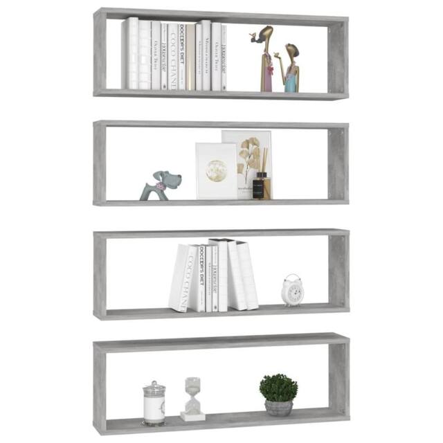Berkfield Home Wall Cube Shelf 4 pcs Concrete Grey 80x15x26.5 cm Engineered Wood - image 1
