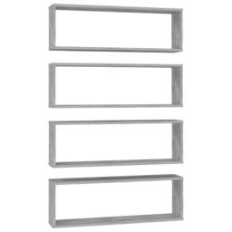 Berkfield Home Wall Cube Shelf 4 pcs Concrete Grey 80x15x26.5 cm Engineered Wood - thumbnail 3