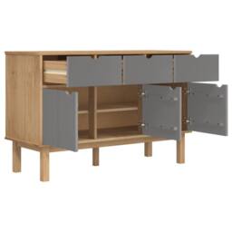Berkfield Home Sideboard OTTA Brown & Grey 114x43x73.5 cm Solid Wood Pine - thumbnail 4