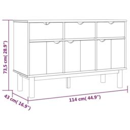 Berkfield Home Sideboard OTTA Brown & Grey 114x43x73.5 cm Solid Wood Pine - thumbnail 6