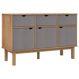 Berkfield Home Sideboard OTTA Brown & Grey 114x43x73.5 cm Solid Wood Pine - thumbnail 2