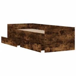 Berkfield Home Modern Bed Frame Frame Smoked Oak 75x190 cm Small Single in Brown - thumbnail 5