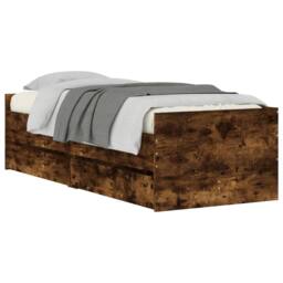 Berkfield Home Modern Bed Frame Frame Smoked Oak 75x190 cm Small Single in Brown - thumbnail 4