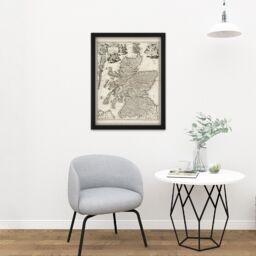 "Artery8 Wall Art Print Visscher 1689 Pictorial Map Kingdom Scotland Large Framed Wall Décor Art in White - Size: W18"" x H24""" - thumbnail 2
