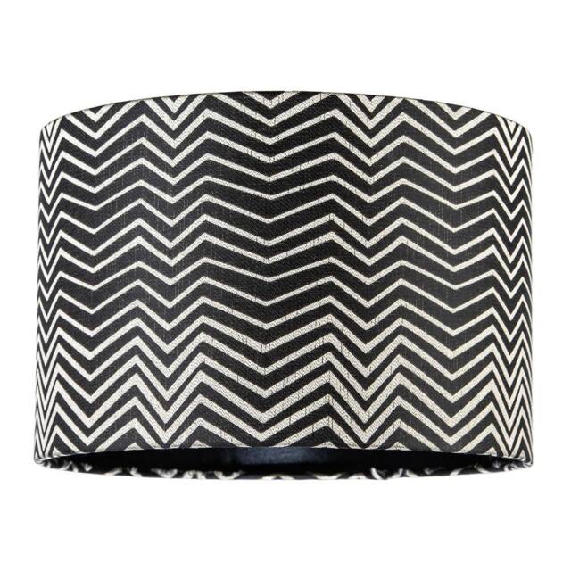 Happy Homewares Scandinavian Style Black & White Chevron Pattern Textured Lamp Shade - Size: 12 inches - image 1