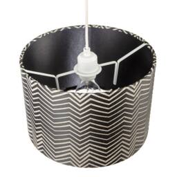 Happy Homewares Scandinavian Style Black & White Chevron Pattern Textured Lamp Shade - Size: 12 inches - thumbnail 3