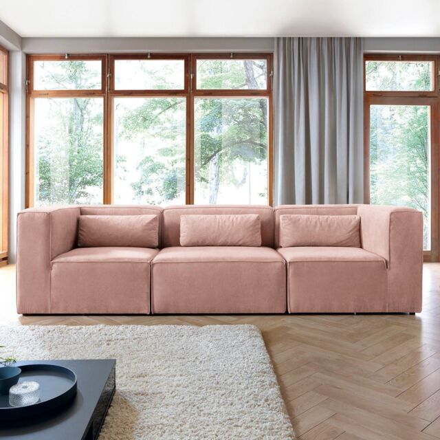 Abakus Direct Doris 4 Seater Sofa in Pink Cord Chenille - image 1