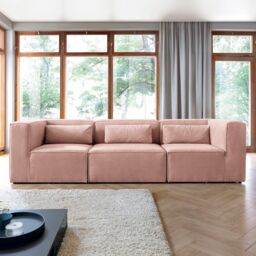 Abakus Direct Doris 4 Seater Sofa in Pink Cord Chenille - thumbnail 1