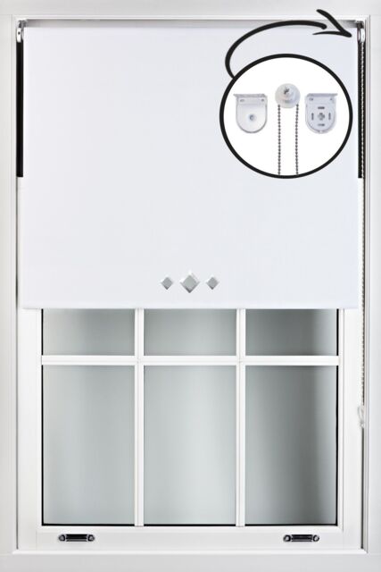 Furnished White Blackout Roller Blind with Triple Diamond Eyelets & Metal Fittings - Size: 65 cm width x 165 cm drop - image 1