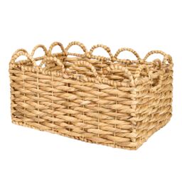 Dibor Woven Large Scalloped Water Hyacinth Indoor Storage Basket in Beige - thumbnail 2