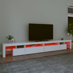 Berkfield Home TV Cabinet with LED Lights White 290x36.5x40 cm - thumbnail 5