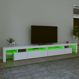 Berkfield Home TV Cabinet with LED Lights White 290x36.5x40 cm - thumbnail 4