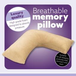 Aamira V Shaped Pillow Cream Crushed Velvet Memory Foam Support Cushion - thumbnail 3