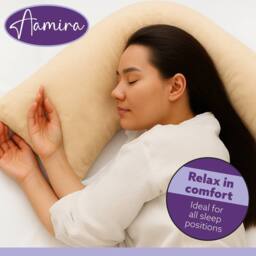 Aamira V Shaped Pillow Cream Crushed Velvet Memory Foam Support Cushion - thumbnail 7