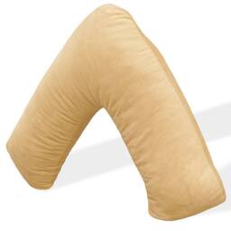 Aamira V Shaped Pillow Cream Crushed Velvet Memory Foam Support Cushion - thumbnail 1
