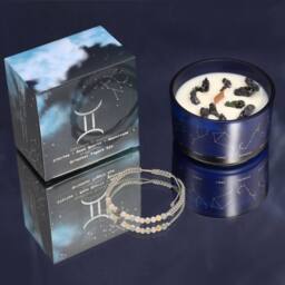 Serenityy Zodiac Crystal Candle with Gemstone Bracelet - Gemini in Blue - thumbnail 1