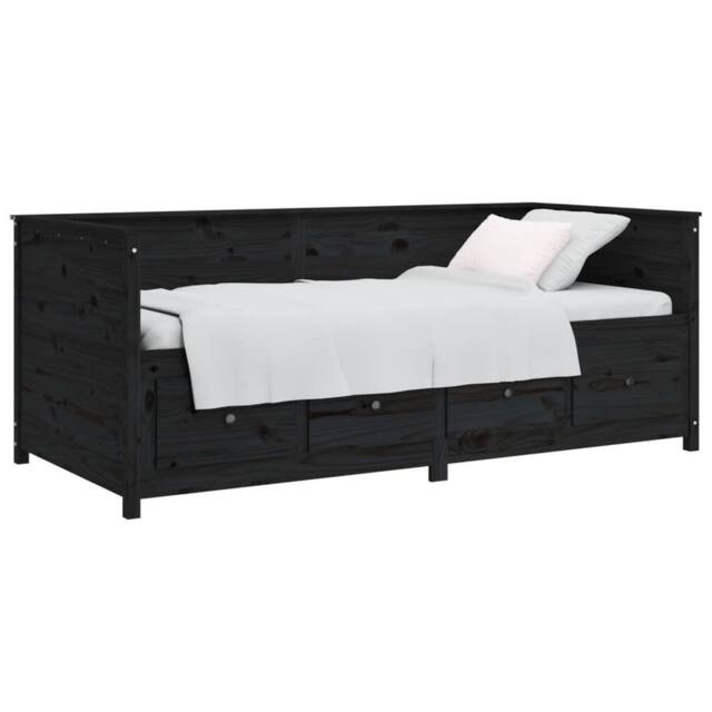Berkfield Home Beautiful Day Bed Black 75x190 cm Solid Wood Pine - image 1