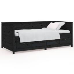 Berkfield Home Beautiful Day Bed Black 75x190 cm Solid Wood Pine - thumbnail 3