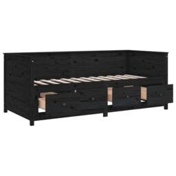 Berkfield Home Beautiful Day Bed Black 75x190 cm Solid Wood Pine - thumbnail 8