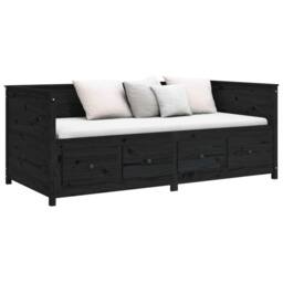 Berkfield Home Beautiful Day Bed Black 75x190 cm Solid Wood Pine - thumbnail 6