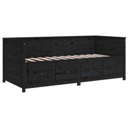 Berkfield Home Beautiful Day Bed Black 75x190 cm Solid Wood Pine - thumbnail 9