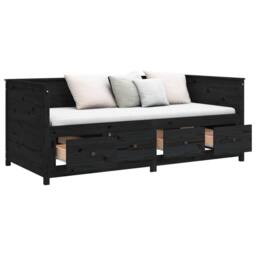 Berkfield Home Beautiful Day Bed Black 75x190 cm Solid Wood Pine - thumbnail 7