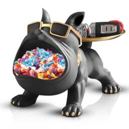 Huhote Black Resin French Bulldog Statue Sculpture Home Office Desk Decor