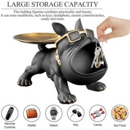 Huhote Black Resin French Bulldog Statue Sculpture Home Office Desk Decor - thumbnail 2