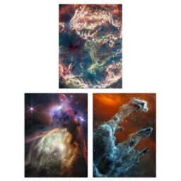 Artery8 Wall Art Print Pack of 3 NASA James Webb Pillars of Creation Rho Ophiuchi Cloud Complex Cassiopeia A Images Large Poster Set - thumbnail 1