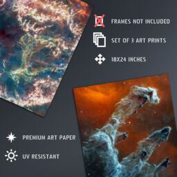 Artery8 Wall Art Print Pack of 3 NASA James Webb Pillars of Creation Rho Ophiuchi Cloud Complex Cassiopeia A Images Large Poster Set - thumbnail 2