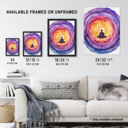 "Artery8 Chakra Purple Orange Energy Vortex Meditation Wall Art Print - Size: W24"" x H32""" - thumbnail 3