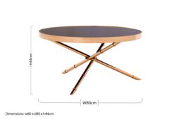 Orsina Versatile 3 Leg Coffee Table, Rose Gold Finish Table For Livingroom, Tempered Glass Top Display Table in Black - thumbnail 5
