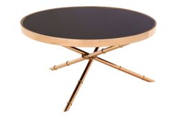 Orsina Versatile 3 Leg Coffee Table, Rose Gold Finish Table For Livingroom, Tempered Glass Top Display Table in Black - thumbnail 2
