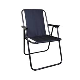 Samuel Alexander 6 Pack Black Folding Canvas Outdoor Chairs with Plastic Arm Rests