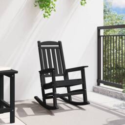 Berkfield Home Garden Rocking Chair Black 70x92x108 cm HDPE - Size: 70 x 92 x 108 cm