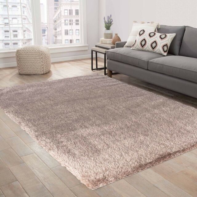 Desire Rugs Modern Soft Plain Shimmer Shaggy Area Rugs in Bronze - Size: 80 cm x 150 cm - image 1