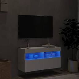 Berkfield Home TV Wall Cabinet with LED Lights White 80x30x40 cm - Size: 80 x 30 x 40 cm - thumbnail 4