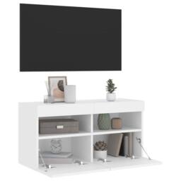 Berkfield Home TV Wall Cabinet with LED Lights White 80x30x40 cm - Size: 80 x 30 x 40 cm - thumbnail 7