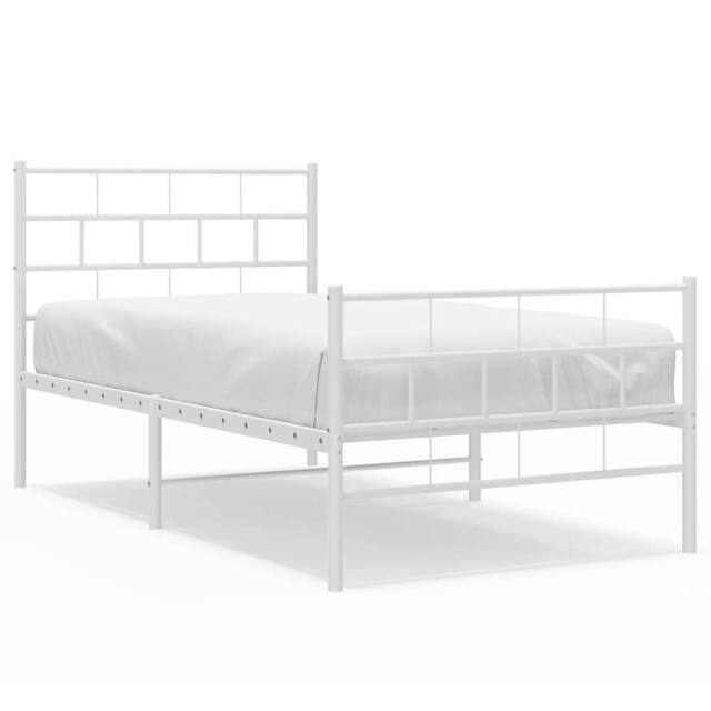 Berkfield Home Metal Bed Frame with Headboard & Footboard White 100x190 cm - image 1