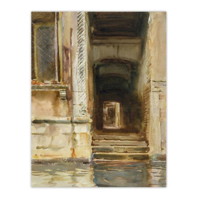 "Artery8 Venetian Passageway Watercolour Sargent Wall Art Poster Print in Brown - Size: W12"" x H16""" - image 1