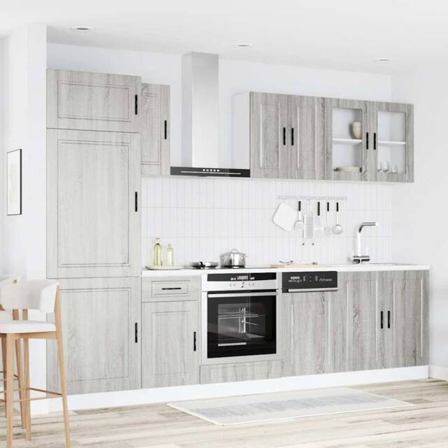Berkfield Home Elegant 8 Piece Kitchen Cabinet Set Kalmar Grey Sonoma Engineered Wood - image 1